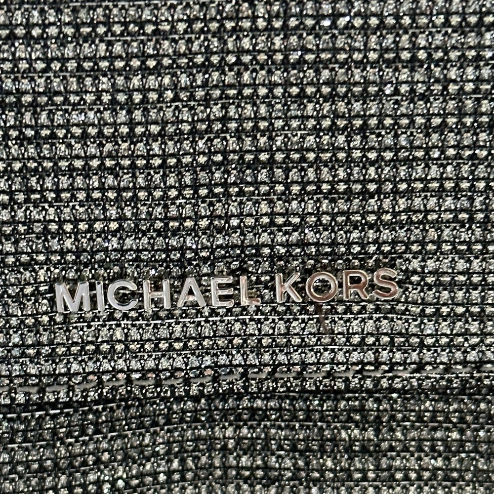 Michael Kors small silver sparkly clutch evening bag